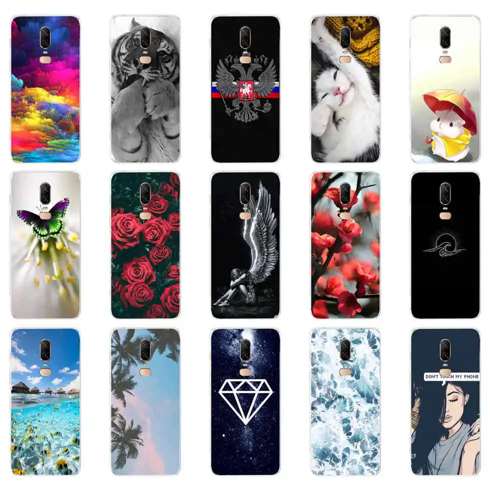 silicon case for oneplus 6 6t case soft tpu painting back phone cover for oneplus 6 fundas full protective coque bumper bag free global shipping