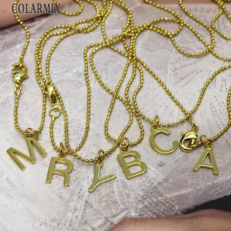 

26 letters pendants necklace ball beads necklace jewelry accessories fashion jewels for women tiny charm 9720