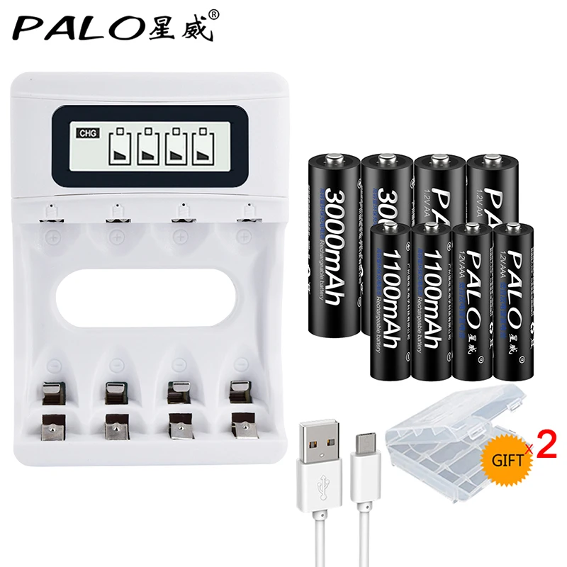 Зарядное устройство AA с ЖК дисплеем для аккумуляторных батарей 1 2 в AA/AAA Ni MH