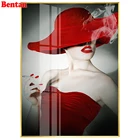 Квадратная круглая Алмазная вышивка сделай сам, модная женская шляпа 5D, Алмазная мозаика сделай сам, алмазная живопись, вышивка крестиком, икона Стразы