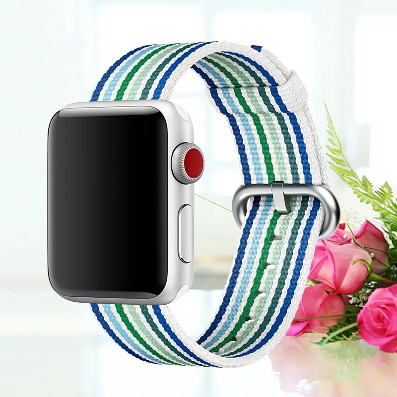 Новая нейлоновая Спортивная петля для apple watch серии 5 4 3 ремешок для iWatch 44 мм 42 мм 38 Красочные легкие дышащие Замена