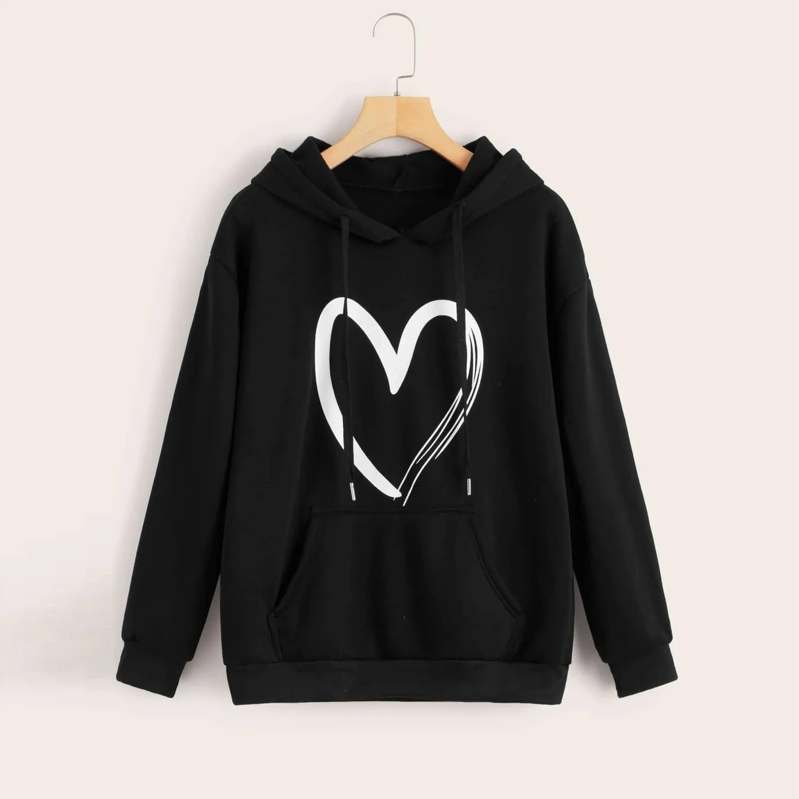 

Women Long Sleeve Hoodies Loose Sweatshirt Street Love Print Sweatshirt Crop Top Hoodies Pullover Top Blouse Худи Оверсайз R5