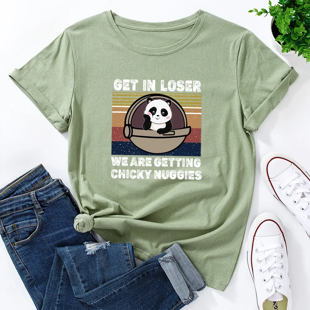 

Harajuku Cartoon Funny Panda Graphic Tee Basic Tops 100%Cotton Letter Print Women T-shirt Plus Size 5XL Casual Soft Tshirt