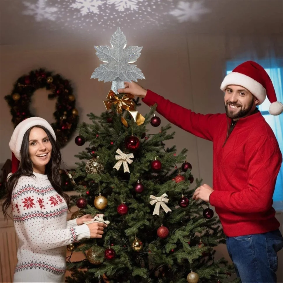 Рождественская елка Топпер Звездная с вращающимся 3D снежинкой проектор