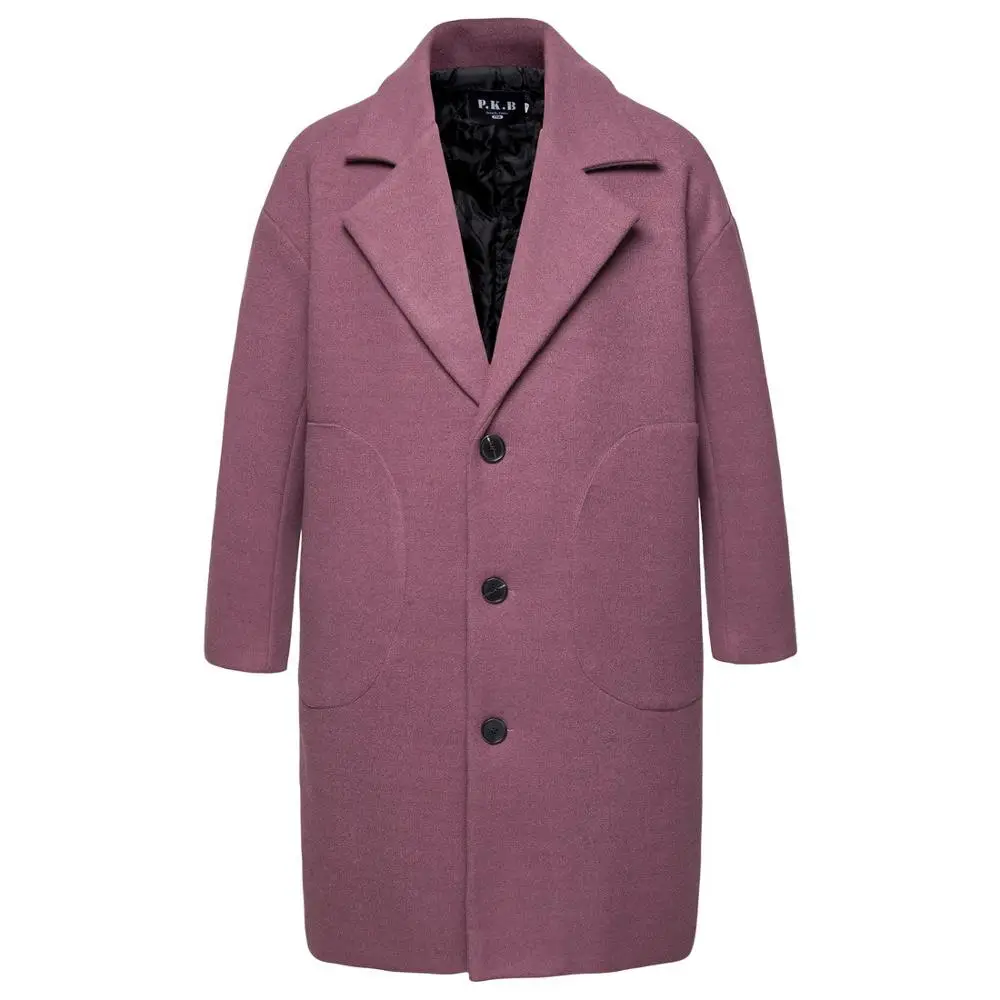 Мужское зимнее шерстяное пальто новое модное однотонное теплое плотное