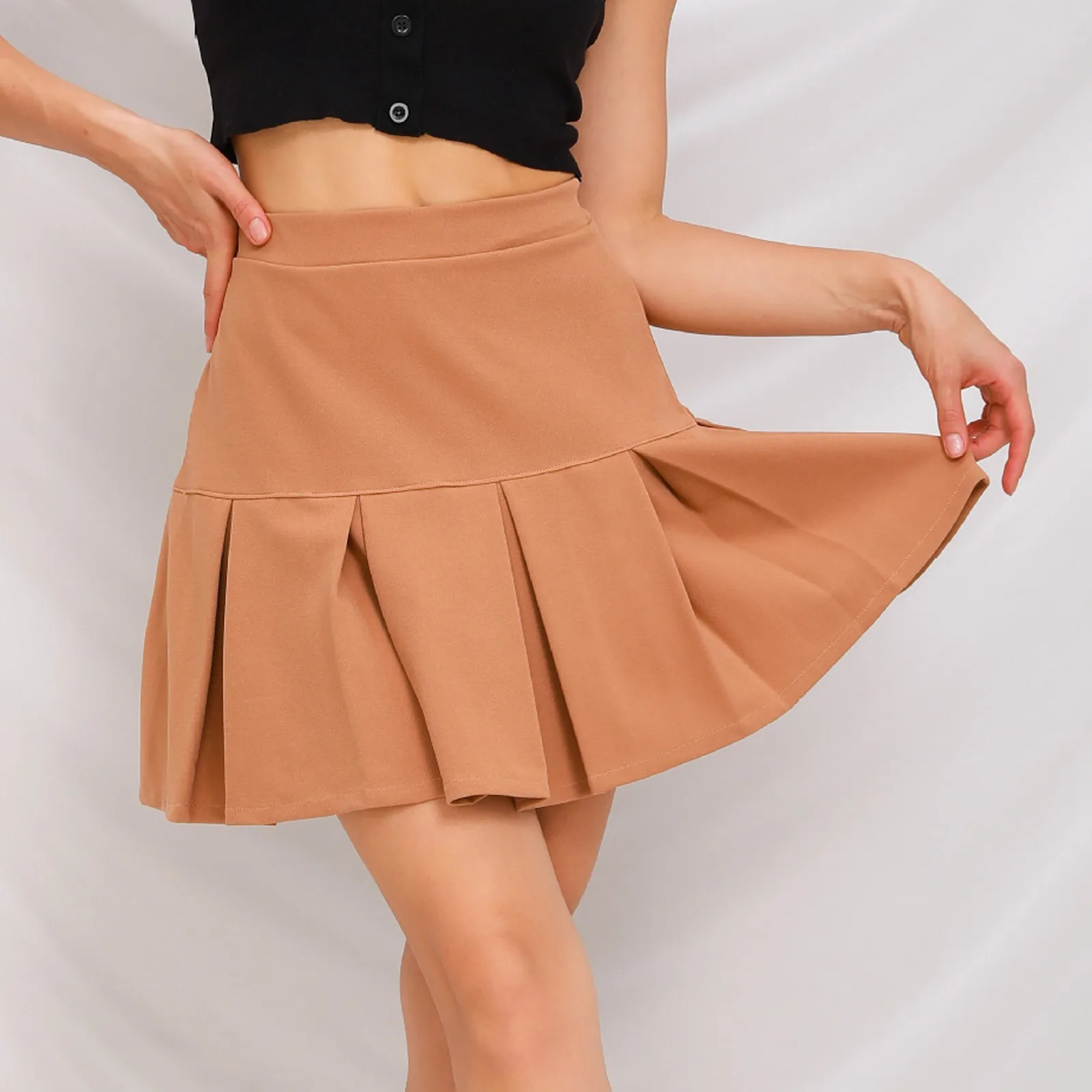 

NIBESSER Women High Waist Pleated Skirt Sweet Cute Girls Dance Mini Skirt Cosplay Black White Skirt Female Mini Skirts Short