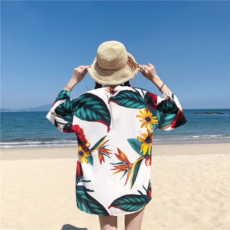 

Fashion Japanese Cardigan Kimono Summer Beach Yukata Casual Women Traditional Clothes Kimonos Belt Hawaiian Vacation Shirt