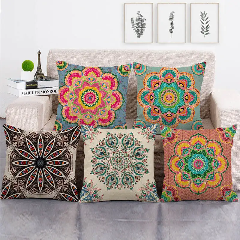 45 см * простой геометрический дизайн Мандала наволочка из льна/хлопка для дивана