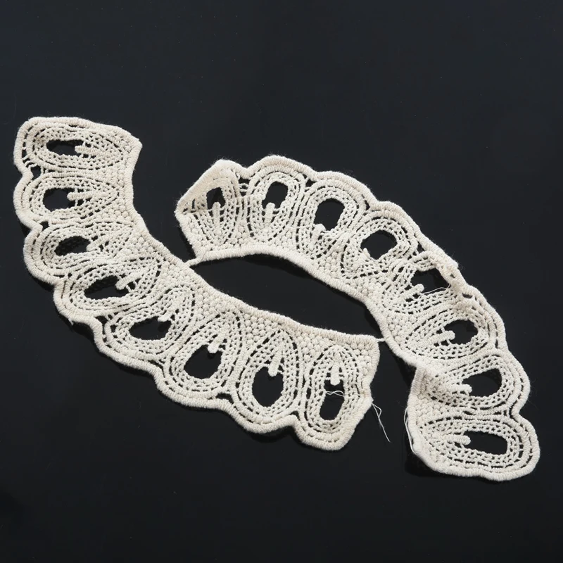 Бежевый хлопок вырез кружевной воротник очаровательные Швейные Аппликации