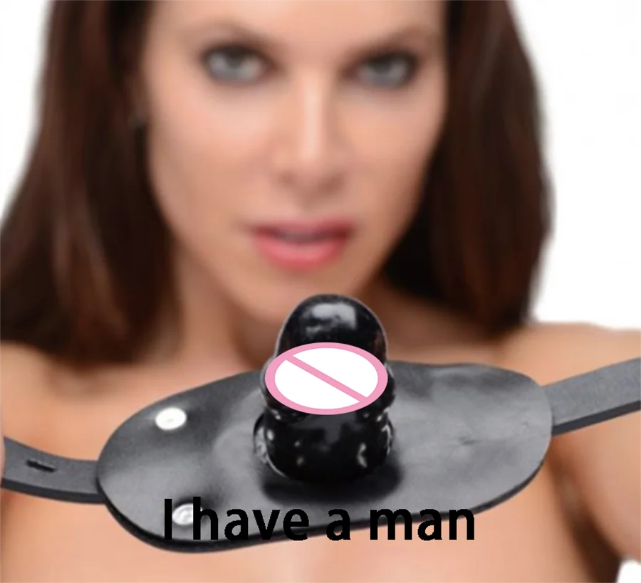 Силиконовый пенис фаллоимитатор кляп страпон с рисунком губ экзотическое