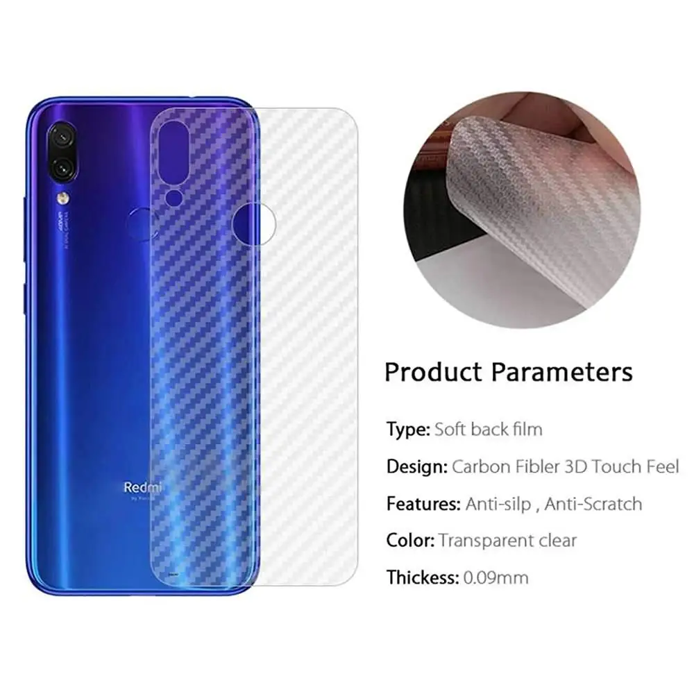 Back Film Glass Мягкий задний протектор экрана для Xiaomi Redmi Note 7 3D пленка из углеродного волокна Redmi Note 7 задняя крышка пленка стекло редми ноут 7 redmi note 7 наклейка - Цвет: Back Film Glass