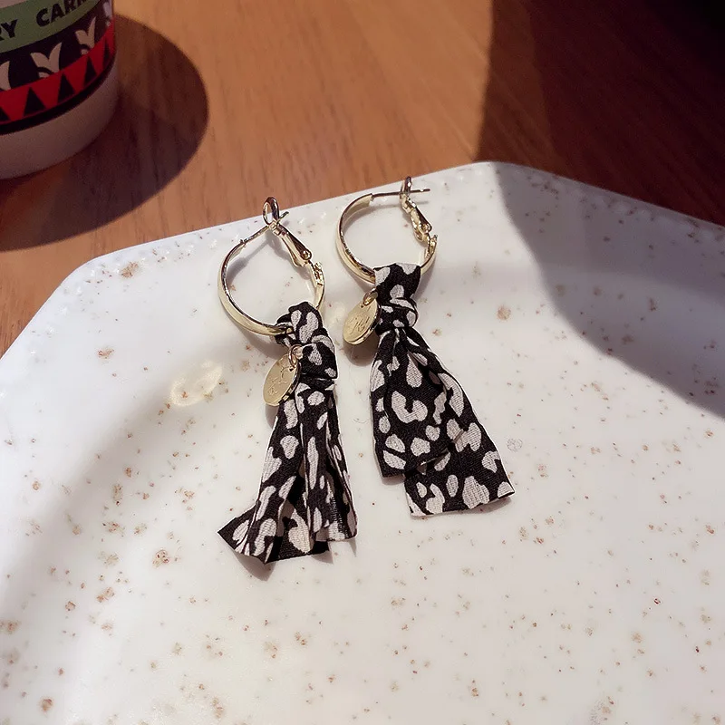 

LOVOACC Trendy Polka Dot Cloth Drop Earrings for Women Gold Color Hooks Coin Tie Bow Statement Dangle Earrings Party Jewelry