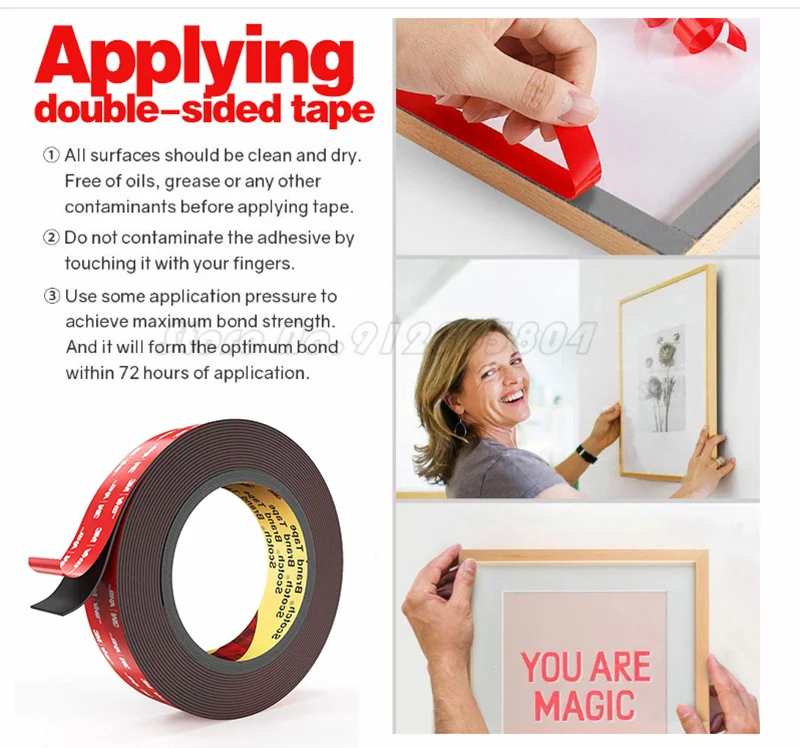 Яркая прозрачная двухсторонняя лента 3 м серый монтажный скотч из пены для