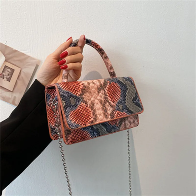 Змеиной кожи кожаная с леопардовым принтом сумка через плечо женская на