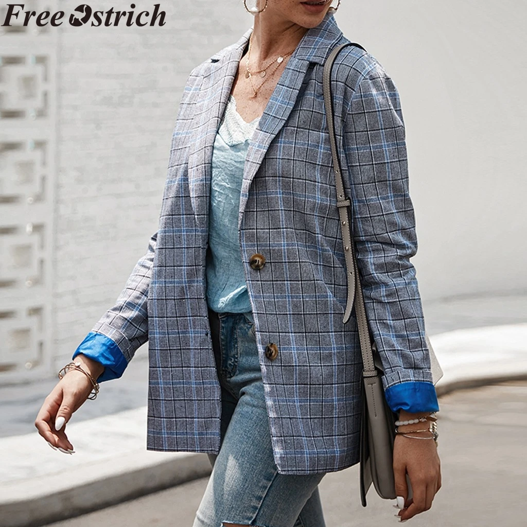 Женские костюмы куртки большого размера ретро клетчатая Свободная куртка с