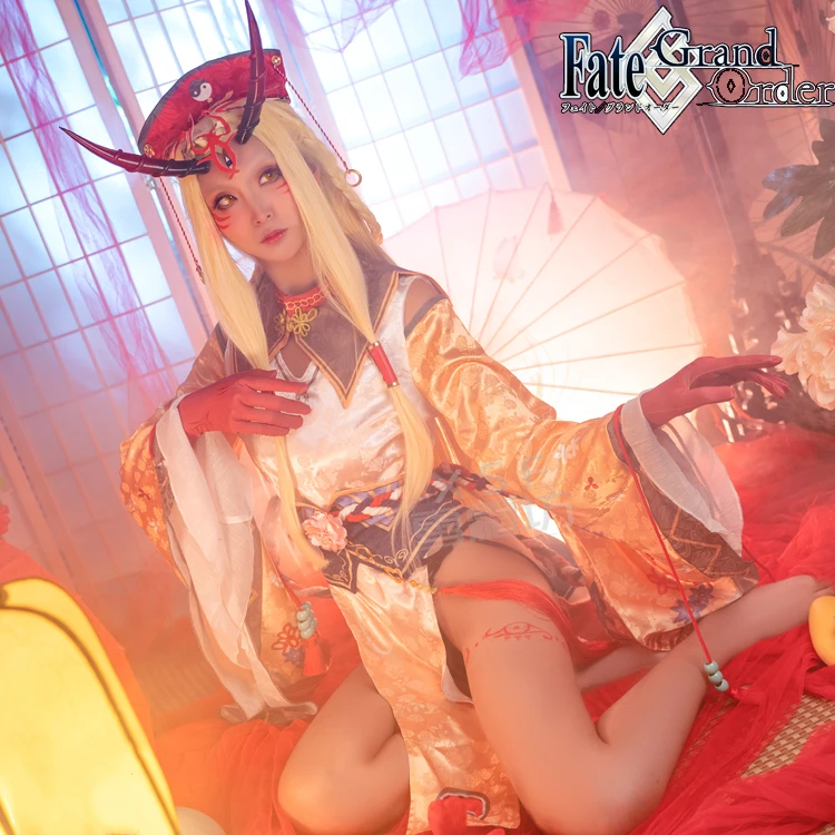 

Аниме GameFate/Grand Order FGO Shuten-Douji Cheongsam + головной убор костюм косплей вечерняя форма Женская Хэллоуин Бесплатная доставка 2021