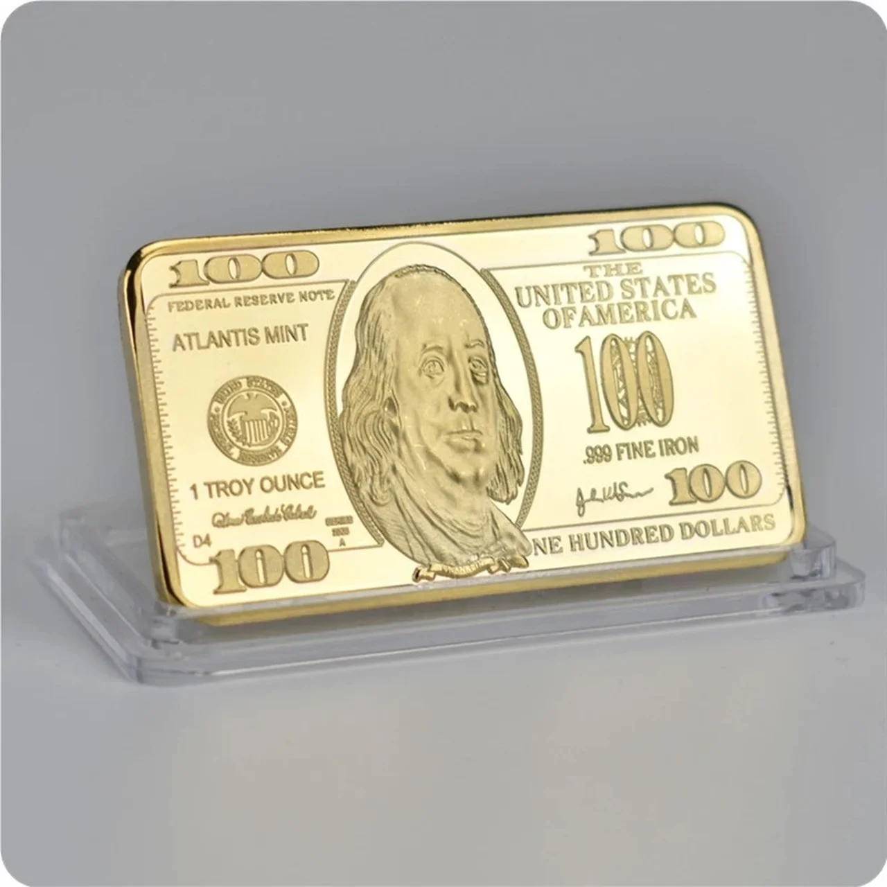 

24K Gold Bar USA 1 - 100 Dollar 44*28*3 mm Square Badge Crafts Collection Commemorative Coin Bullion Bar Mexico Collectibles