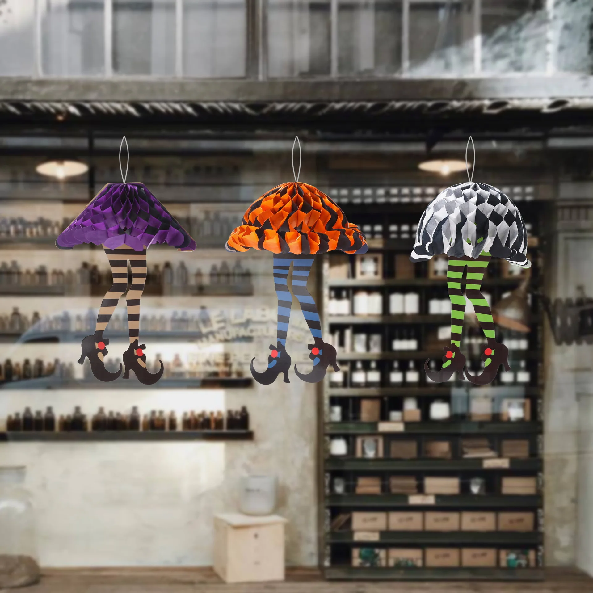 

Halloween one piece honeycomb long-legged paper deco pendant mall school party store decoration atmosphere venue accessories