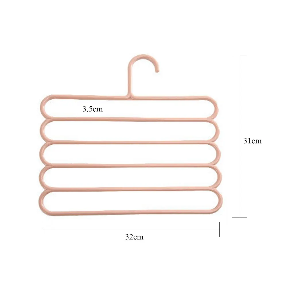 Многофункциональные вешалки S-образной формы 5 слоев для одежды штанов шарфов