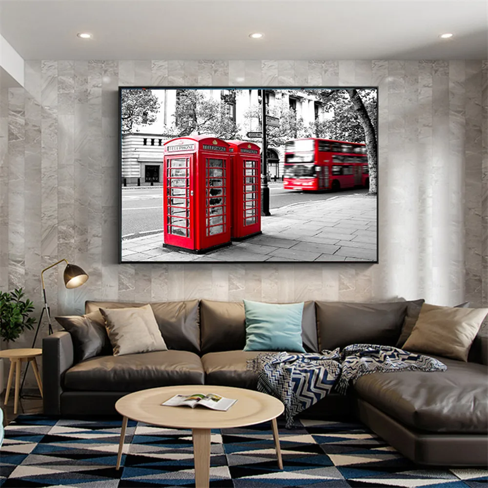 Картина Лондона Биг Бен красная телефонная будка плакат печать на холсте