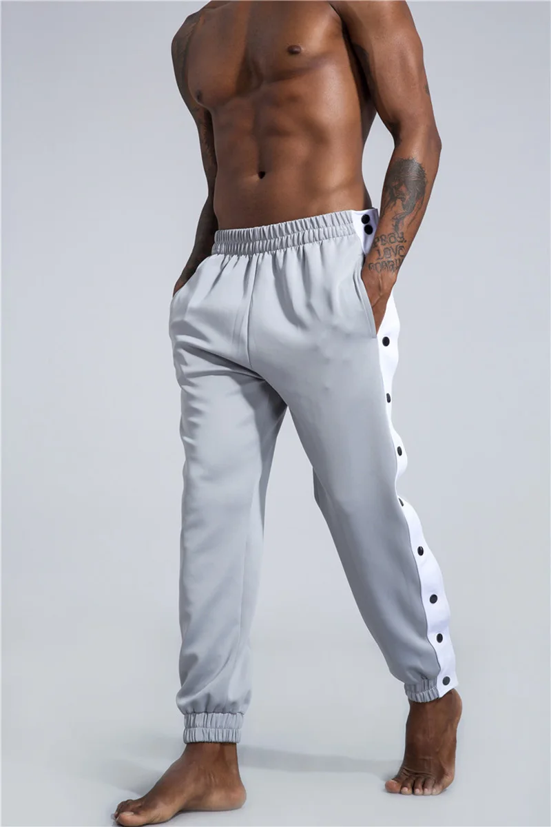 

Men Casual Cargo pants men jogging Sweatpants trousers new fitness training trousers fashion full-open side row button trousers