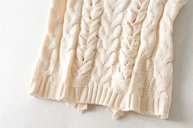 

ZCSMLL Women 2021 Chic Fashion Cross Lace-up Knitted Vest Sweater Vintage V Neck Sleeveless Female Waistcoat Chic Tops