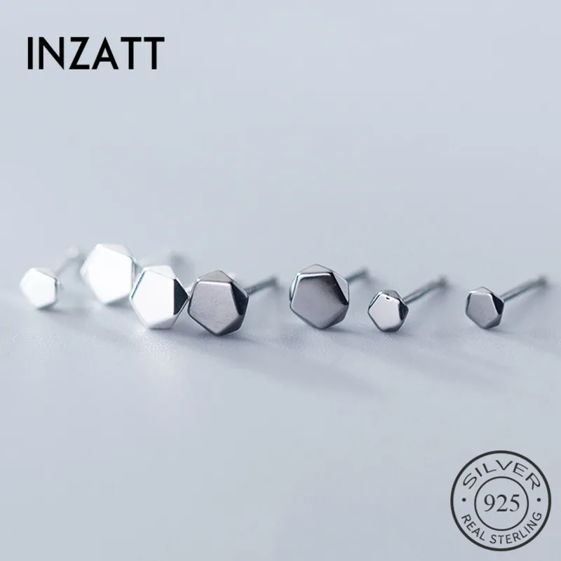 Женские серьги-гвоздики из серебра 925 пробы с геометрическим узором | Украшения и