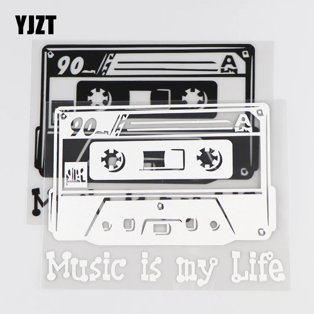 

YJZT 13.8×10.6CM Music Is My Life Car Sticker Vinyl Decal Word Decor Retro Cartoon Black/Silver 4C-0486