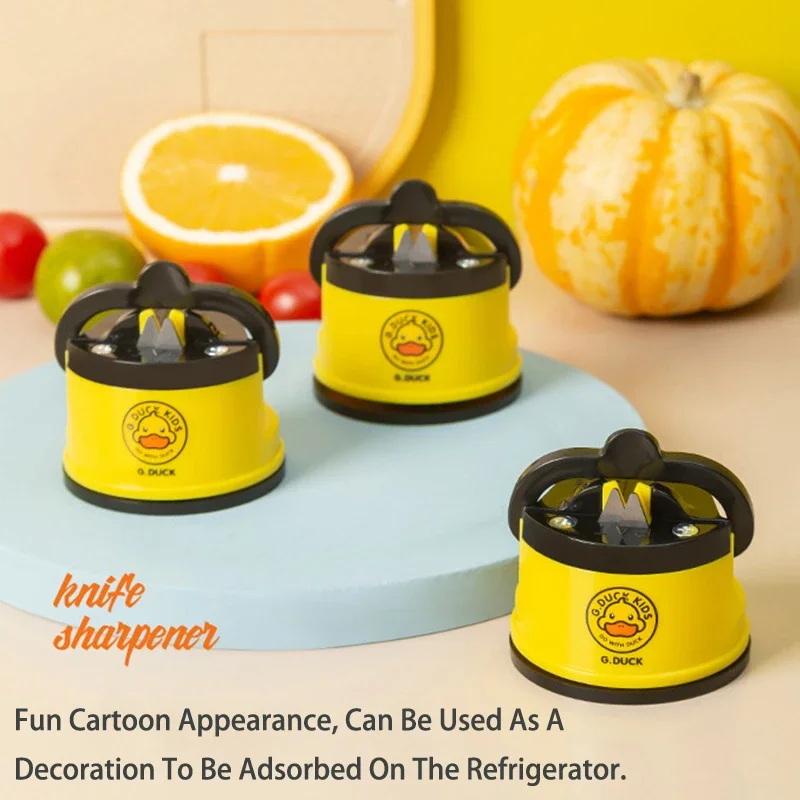 Многофункциональный инструмент для заточки ножей с маленькой желтой уткой
