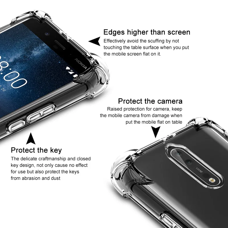 IMAK Corners Airbag Shock-Proof Case for Nokia 8 Soft TPU Cover Dual Sim Full Matte Screen Film |