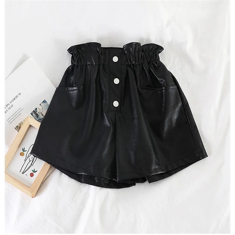 Женские шорты из полиуретана женские широкие весна осень универсальные