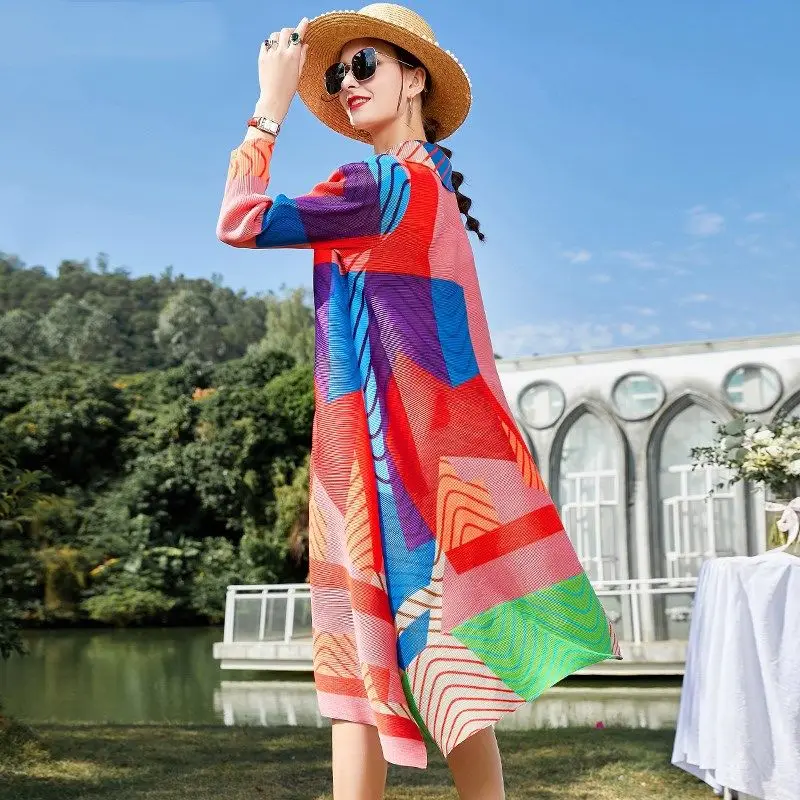 

2021 Spring New High Grade Silk Fashion Dress Temperament Pleated Mulberry Silk Loose Large Medium Length Dress For Women