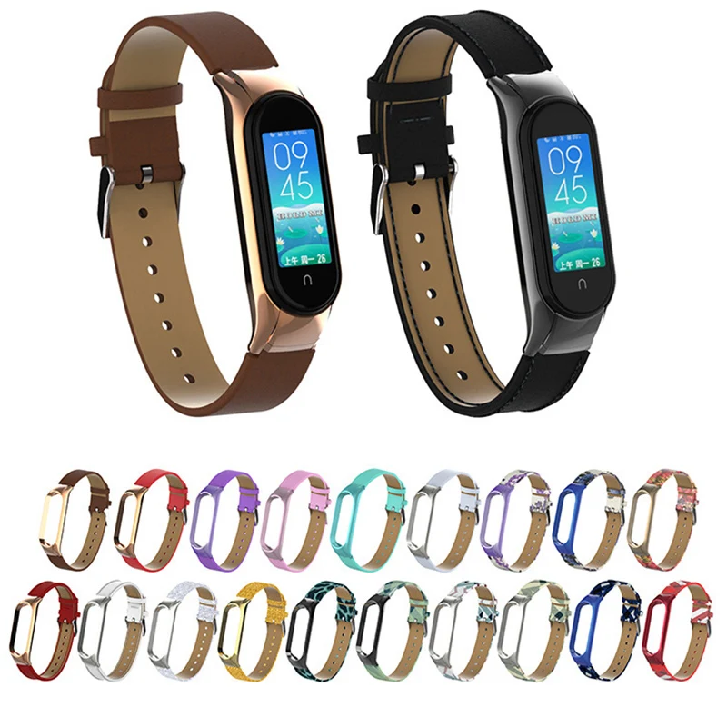 

For Xiaomi Mi Band 5 3 4 6 Strap Bracelet Sport Band Watch leather Wrist Strap for Xiaomi Mi Band 3 Bracelet Mi Band 4 5 6 Strap