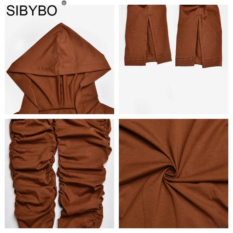 Женский костюм с капюшоном Sibybo осенний комплект из 2 предметов длинным рукавом и