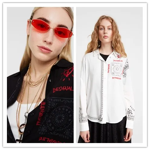 2020 г. испанская Модная брендовая рубашка с вышивкой в форме сердца |