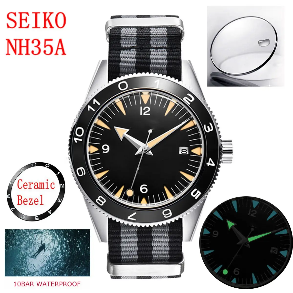 

Watch Men NH35 Automatic Mechanical Wristwatch Self Winding Sapphire Crystal Luminous Clock Ceramic Swim 41mm Relojes Hombre