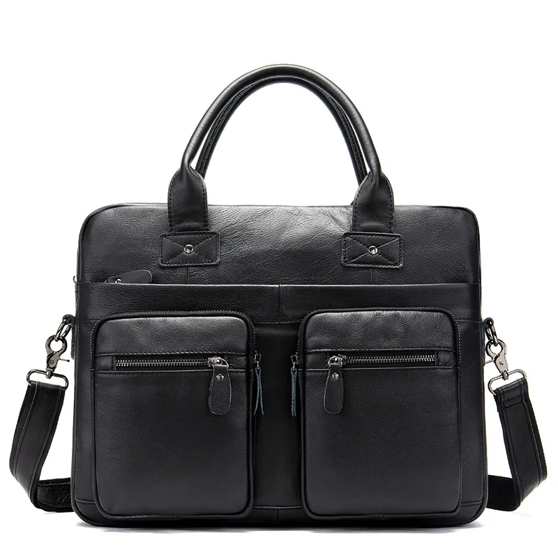 2022 Luxury 100% Cow Genuine Leather Business Men's Briefcase Male Shoulder Bag Real Leather Men Messenger Bag Tote Computer Bag
