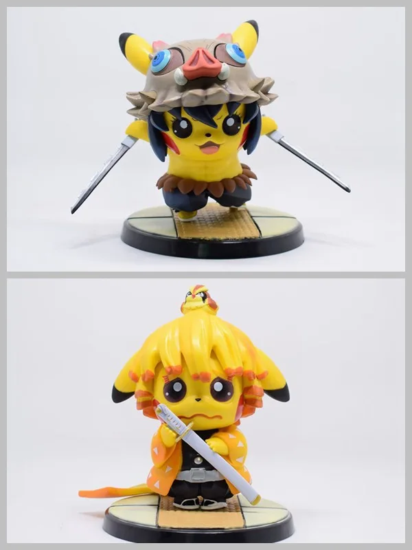 

TOMY Pokemon Action Figure Q Version Inosuke COS Pikachu Boxed Model Decoration Toy
