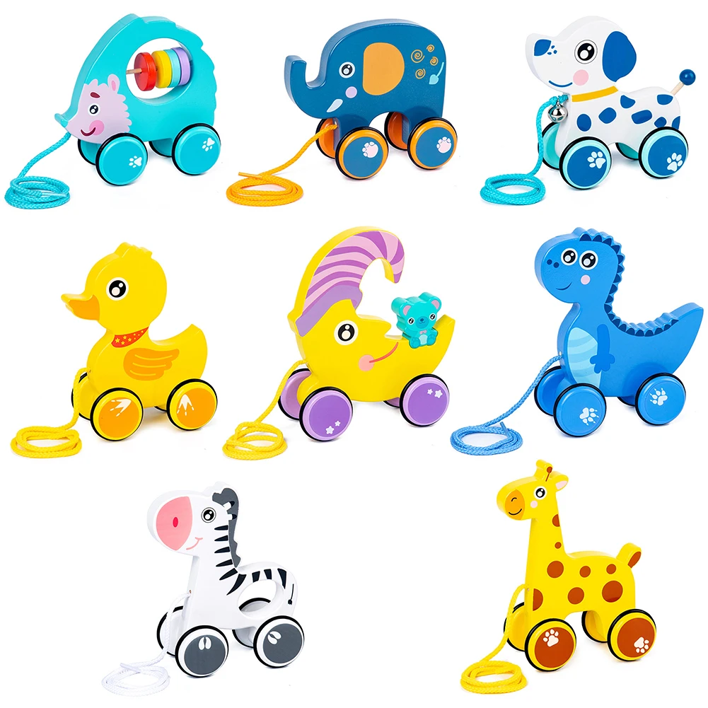 

Multicolor Wooden Cartoon Animal Pull Toy Walking Long Bay Toddler Toy Gift Preschool Learning Early Education Educational Toy