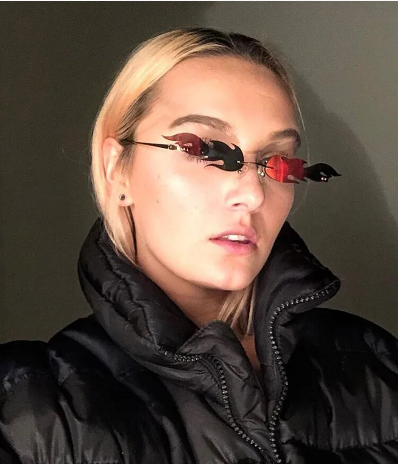 Очки солнцезащитные без оправы для мужчин и женщин модные зеркальные узкие