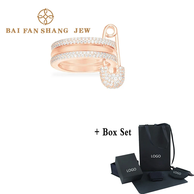 

Fashion Jewelry New Safety Pin Triple Ring Rose Gold Exquisite Safety Pin Decoration Luxury Romantic Ladies Jewelry Gift
