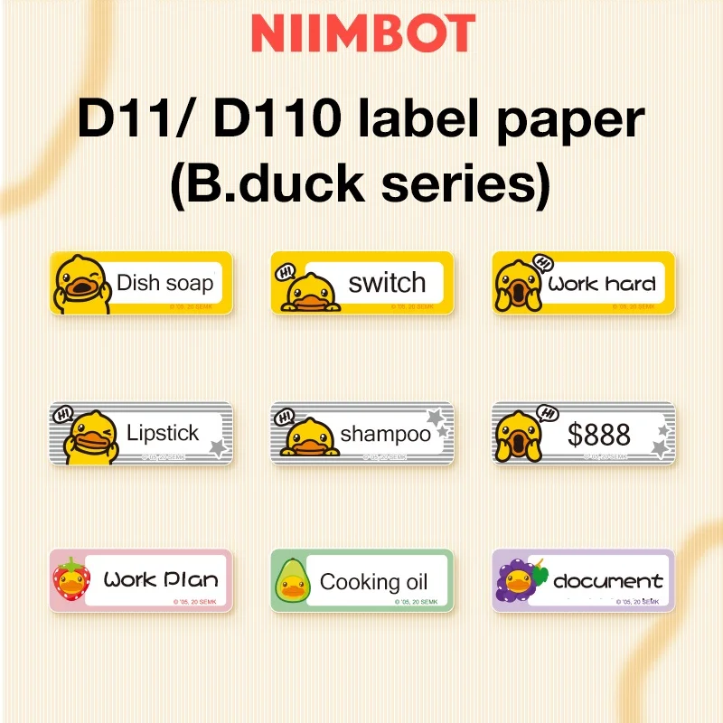 

Niimbot D11/D110 B.Duck Series Label Paper Office And Life Classification Label Paper Waterproof Cartoon Sticker