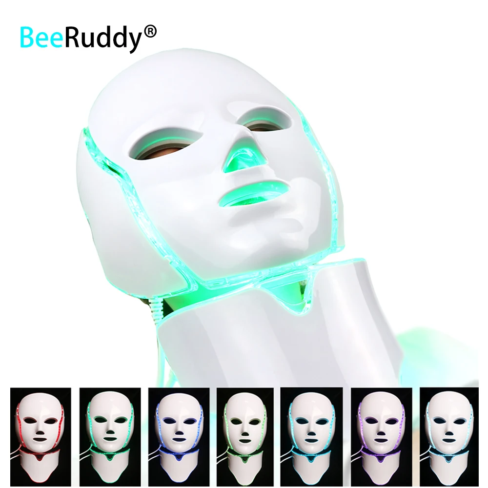 BeeRuddy 7 цветов Светодиодная маска для лица в Корейском стиле фотона уход за кожей