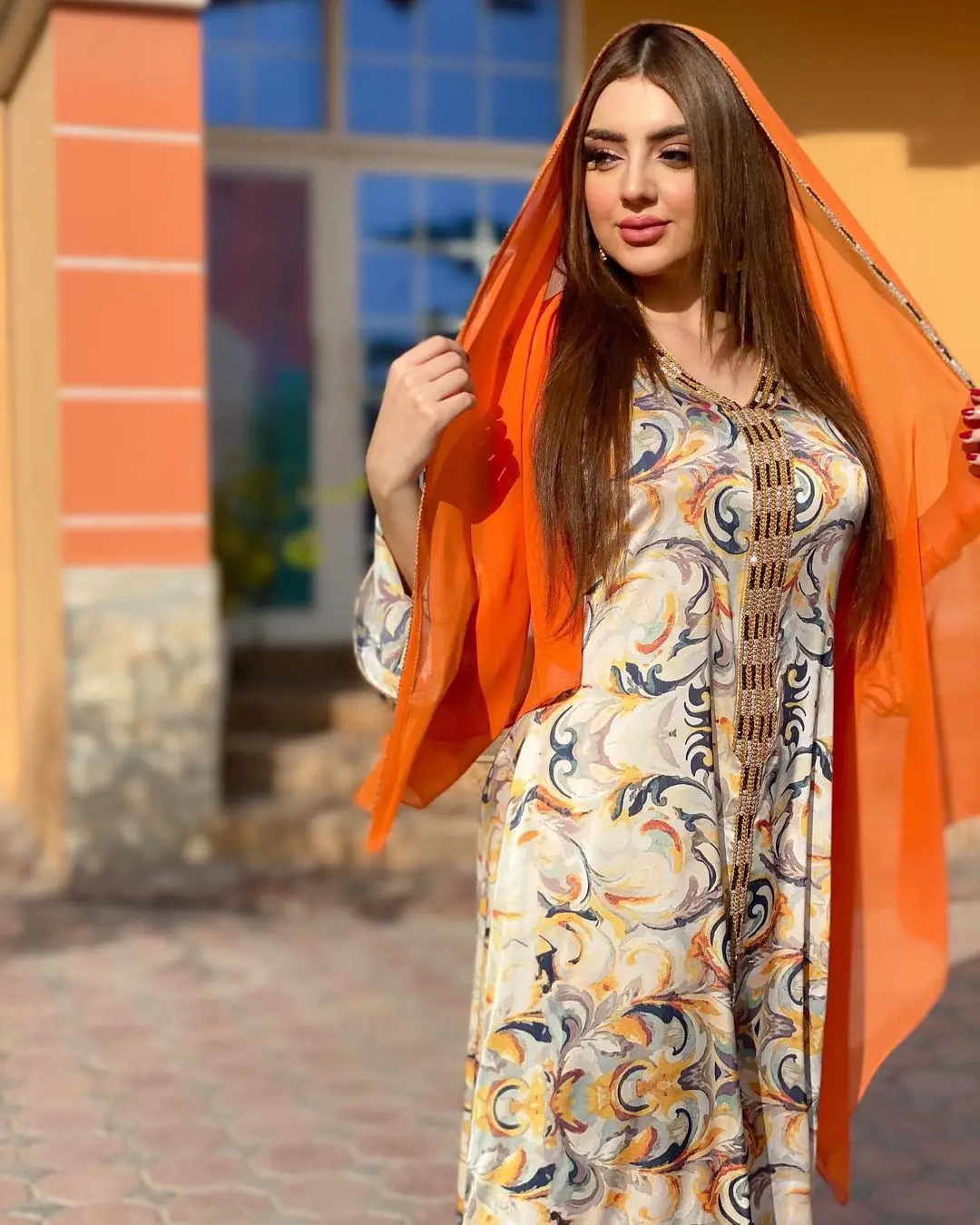 

Islamic Maxi Dresses Women Clothing Dubai Abaya Kaftan Turkish Muslim Print Flower Jalabiya Loose Plus Size Dress Ramadan Eid