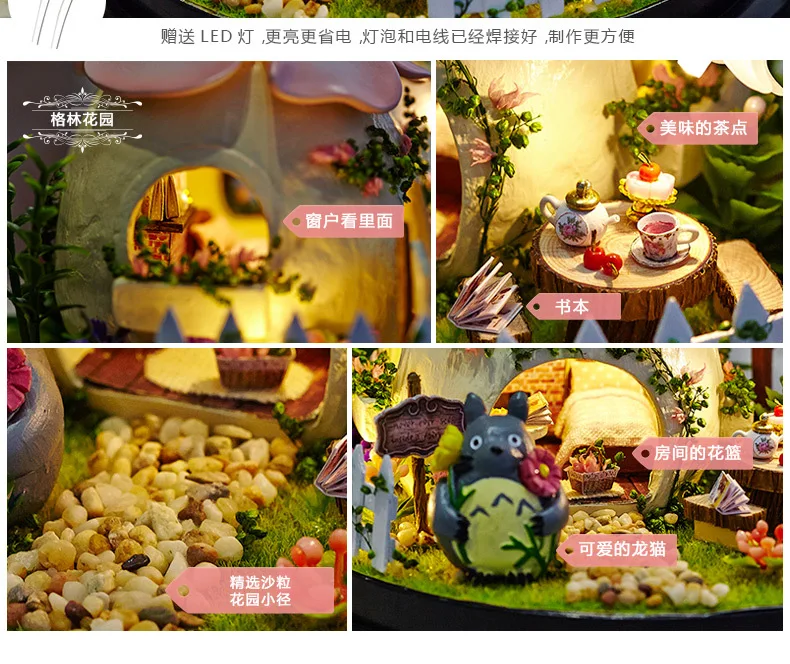 Маленький кукольный домик Тоторо деревянные кукольные домики миниатюрный для