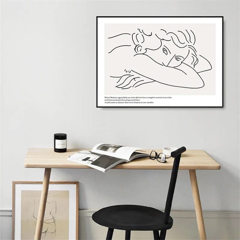 Картина на стену Picasso Matisse Girl Bird Line рисование холсте скандинавские постеры принты