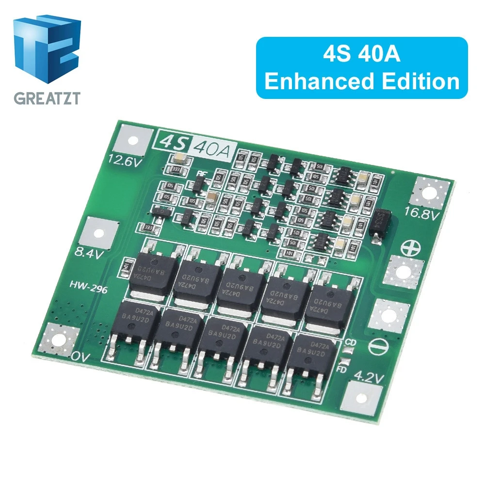 Защитная плата зарядного устройства литий-ионной батареи 3S 4S 40A 60A 18650 BMS для