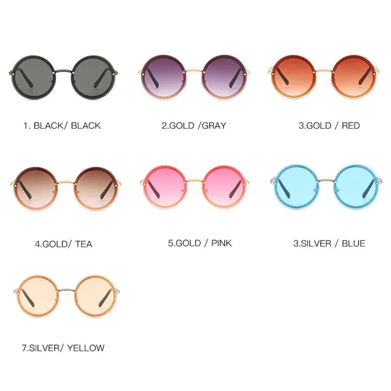 

Fashion Women Sunglasses Luxury Rimless Round Pink Sun Glasses Lady Eyeglasses