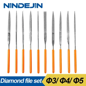 Набор алмазных пилок с алмазными иглами nindjin, 10 шт.компл., сталь  45, 3x140 мм, 4x160 мм, 5x180 мм, набор алмазных пилок для заточки металла, керамики, камня