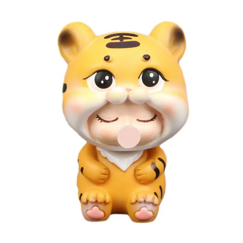 

Mini Tiger Figurine Ornament Cute Tiger Shape Model Toy Car Decoration Cartoon Shaking Head Tiger Figurine Cake Decoration